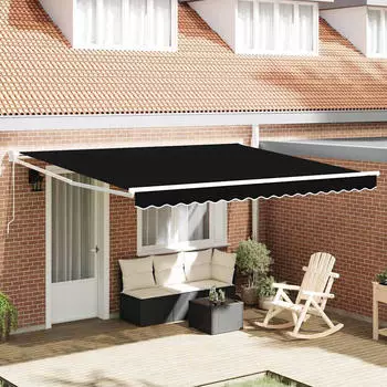 vidaXL Einziehbare Markise Schwarz 400 x 300 cm Polyester (3330599)