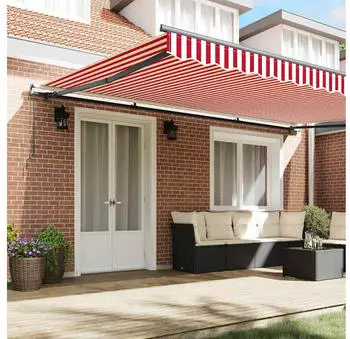 vidaXL Ausziehbare Markise Rot und Wei&szlig; Rot und Wei&szlig; 500 x 350 cm (3331497)