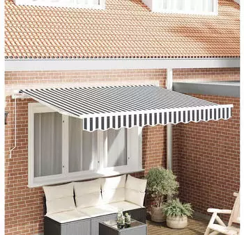 vidaXL Einziehbare Markise Anthrazit und Wei&szlig; 350 x 200 cm (3329681)