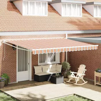 vidaXL Einziehbare Markise Gestreift Mehrfarbig 450 x 300 cm (3330936)