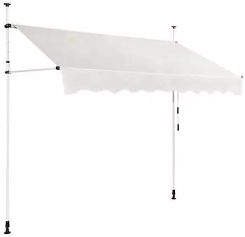 Costway Klemmmarkise 200cm mit Handkurbel, höhenverstellbar, UV-beständig, Beige