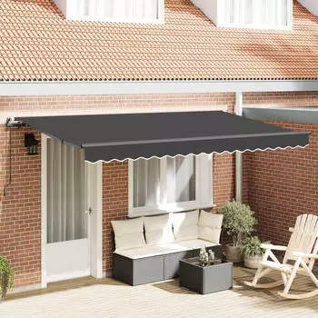 vidaXL Einziehbare Markise Manuell Anthrazit 350x200cm Stoff (3329652)