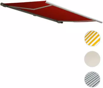 Heute Wohnen Kassettenmarkise T124 Vollkassette elektrisch 5x3m Acryl bordeaux-rot (T124)