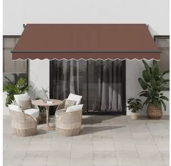 vidaXL Markise Manuell Ausziehbar mit LED 400x350cm Braun (3215404)