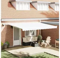 vidaXL Manuelle Einziehbare Markise mit LED Wei&szlig; 450x350 cm