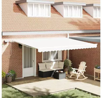 vidaXL Einziehbare Markise mit LED 450x350cm Wei&szlig; (3331138)