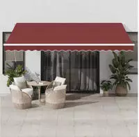 vidaXL Markise Automatisch mit LED Weinrot 450x300 cm