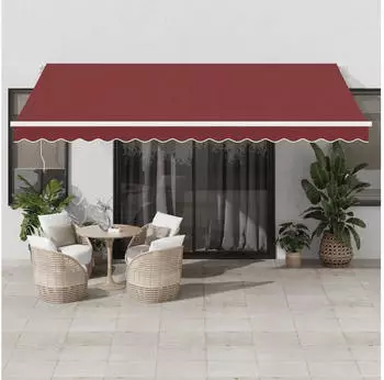 vidaXL Einziehbare Markise mit LED-Beleuchtung, Bordeaux, 450x300cm