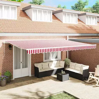 vidaXL Einziehbare Markise Rot/Wei&szlig; Gestreift 500x350cm (3331493)