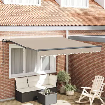 vidaXL Einziehbare Markise Manuell Beige 300x250cm Polyester (vidaXL)