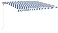 vidaXL Automatische Markise mit LED & Windsensor 450x350 Blau und Wei&szlig;