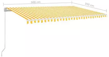 vidaXL Markise Manuell Einziehbar 500x350 cm Gelb und Wei&szlig; (3069018)