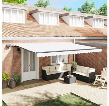 vidaXL Einziehbare Markise Wei&szlig; 500 x 350 cm Stoff (3331538)