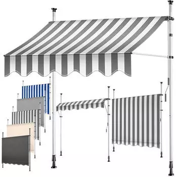 Kesser Klemmmarkise mit Handkurbel weiss/grau 400 cm (22004)