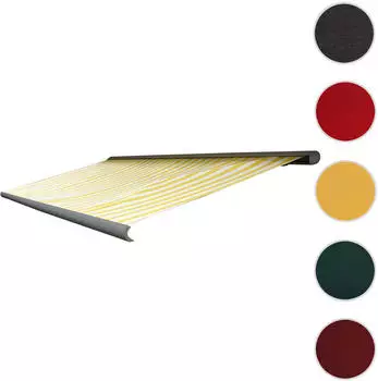 Mendler T124 Ersatz-Bezug Markise Vollkassette 5x3m Polyester gelb-weiß (76543)