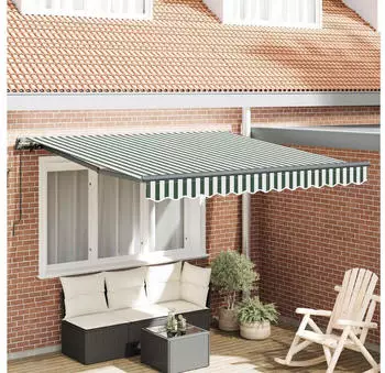 vidaXL Einziehbare Markise Gr&uuml;n/Wei&szlig; 350x250cm (3330469)
