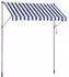 Songmics Klemmmarkise Manuell, Höhenverstellbar mit Handkurbel, 250x120cm, Blau-Weiß (GSA252QZ01)