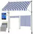 Songmics Klemmmarkise Manuell, Höhenverstellbar mit Handkurbel, 250x120cm, Blau-Weiß (GSA252QZ01)