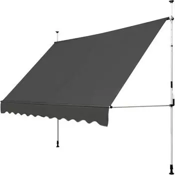 Costway Klemmmarkise 350cm mit Handkurbel, h&ouml;henverstellbar, UV-best&auml;ndig, Grau