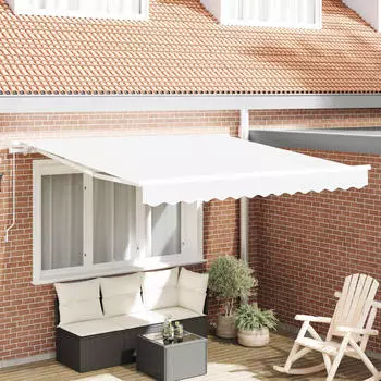 vidaXL Markise Manuell 300x250x165cm Polyester Wei&szlig;
