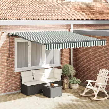 vidaXL Markisenstoff Gr&uuml;n/Wei&szlig; 350x250cm Polyester (3330472)