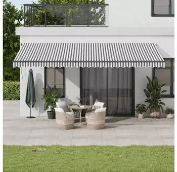 vidaXL Gelenkarmmarkise Manuell Anthrazit/Wei&szlig; 600x350cm (3215820)