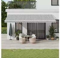 vidaXL Markise Manuell mit LED Anthrazit & Wei&szlig; 600x350 cm