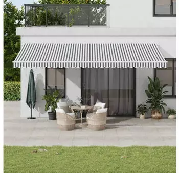 vidaXL Markise Manuell mit LED Anthrazit/Wei&szlig; 600x350cm