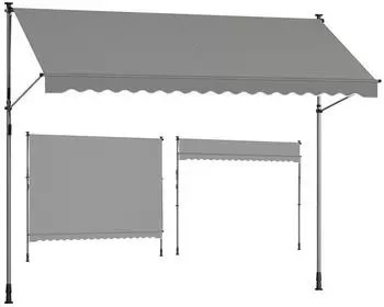Songmics Klemmmarkise mit Handkurbel, h&ouml;henverstellbar, 350x120cm, grau