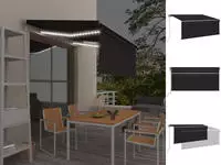 vidaXL Markise Automatisch mit Rollo LED Windsensor 3,5x2,5m Anthrazit
