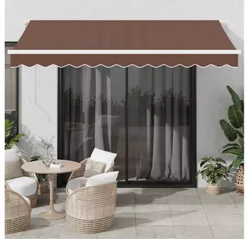 vidaXL Einziehbare Markise Manuell mit LED-Licht Braun 350x250cm