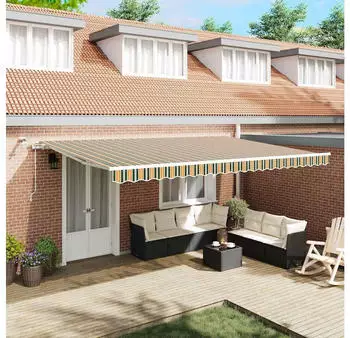 vidaXL Einziehbare Markise Gr&uuml;n/Gelb 500x350cm (3331576)