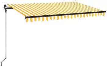 vidaXL Markise Manuell Einziehbar 450x300cm Gelb/Wei&szlig; (3069118)