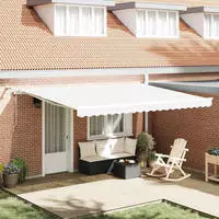 vidaXL Automatische Einziehbare Markise mit LED in Wei&szlig; 450x350 cm