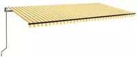 vidaXL Automatische Markise mit LED & Windsensor 600x350 cm Gelb/Wei&szlig;