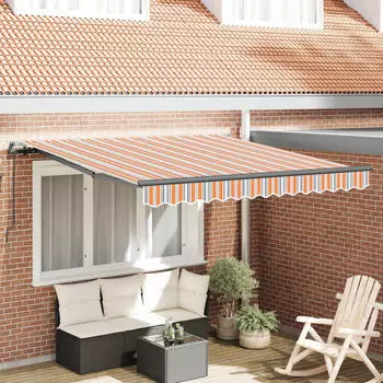 vidaXL Einziehbare Markise Orange/Grau 300x250cm Polyester Stahl Handbetrieb (vidaXL)
