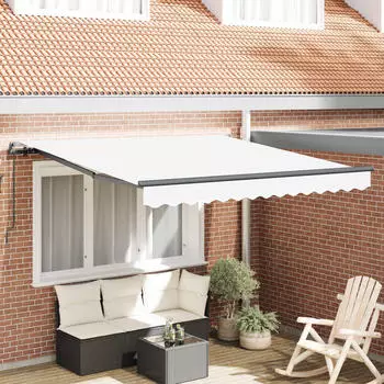 vidaXL Einziehmarkise Wei&szlig; 350x250cm Polyester Stahl