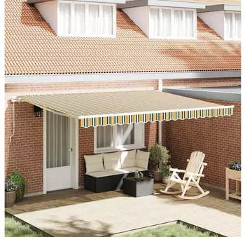 vidaXL Einziehbare Markise Gr&uuml;n und Gelb 450 x 350 cm Stoff und Metall (3331177)