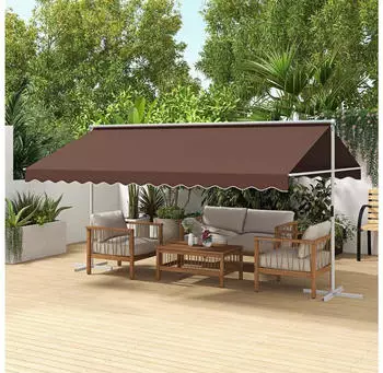 Outsunny Freistehende Markise Polyester Aluminium Kaffee 450 x 340 x 255 cm