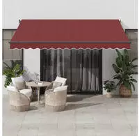 vidaXL Markise Manuell mit LED Weinrot 400x350 cm