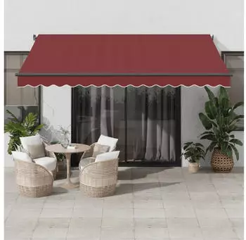 vidaXL Einziehbare Markise Manuell mit LED Gelenkarmmarkise 400x350cm Burgund