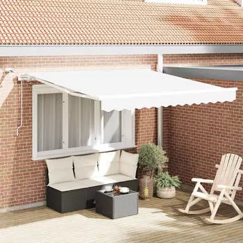 vidaXL Einziehbare Markise 350x250cm Polyester/Metall, Wei&szlig; (3330360)