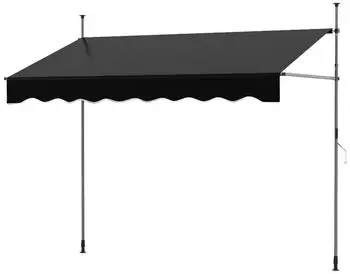 Costway Klemmmarkise 250cm Handkurbel höhenverstellbar UV-beständig, Schwarz