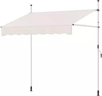 Costway Klemmmarkise 200cm, höhenverstellbar, UV-beständig, weiß
