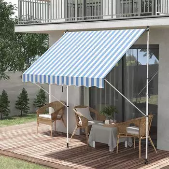 Outsunny Gelenkarmmarkise Handkurbel Balkon Alu 2x1,5m Blau