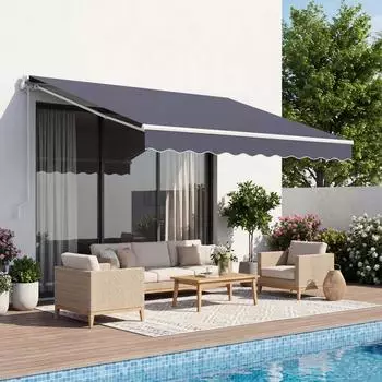 VEVOR Gelenkarmmarkise Einziehbar 300x250cm Kurbel Grau (RA300250-N)