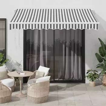 vidaXL Einziehbare Markise Automatisch LED-Beleuchtung Anthrazit/Wei&szlig; 300x250cm