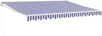 vidaXL Einziehbare Markise 4x3m Stoff und Aluminium, blau-wei&szlig; (3154423)