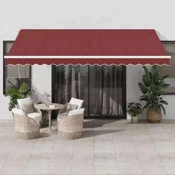 vidaXL Einziehbare Markise Manuell mit LED-Beleuchtung Bordeaux 450x350cm