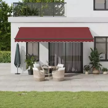 vidaXL Markise Manuell Ausziehbar Bordeaux 500x300cm
